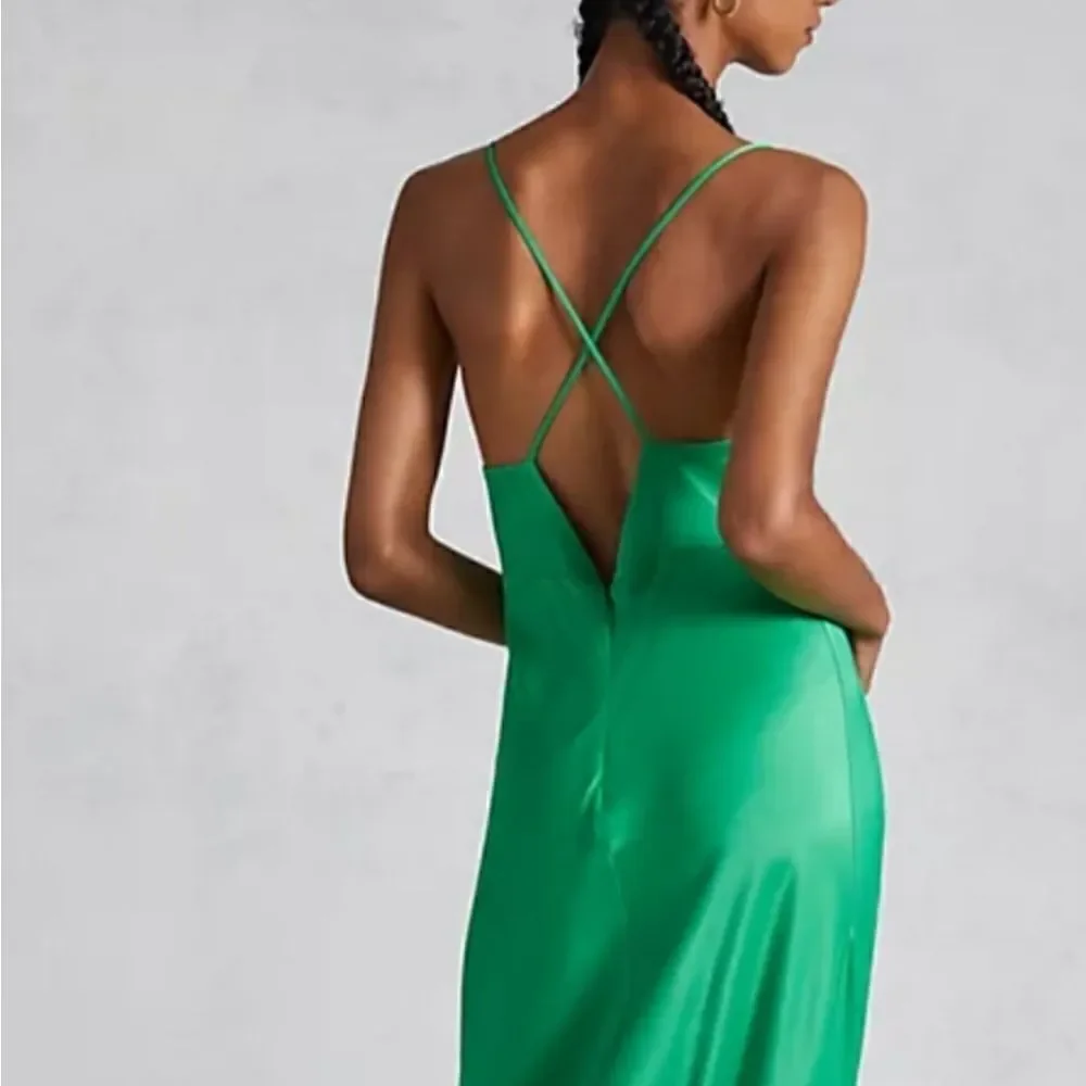 Anthropologie Green Maxi Cowl Neck Slip Dress NWT 16P